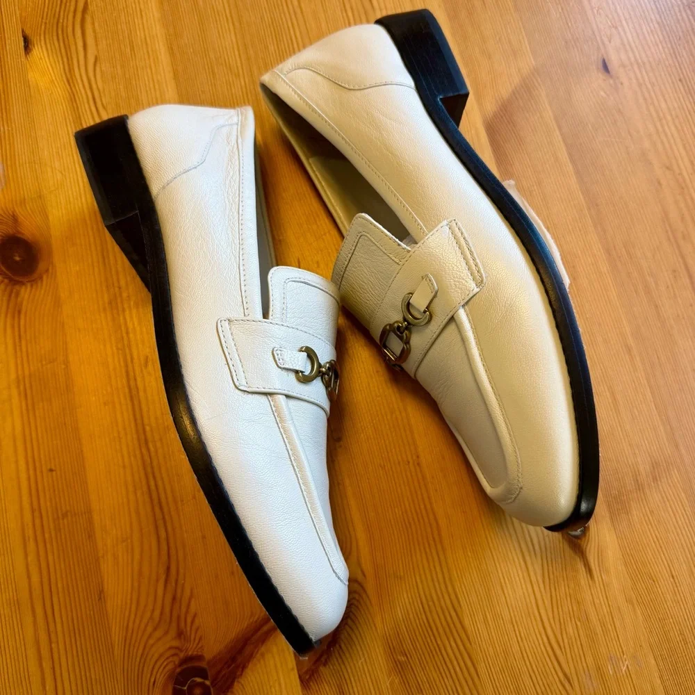 Larroude Cream Leather Loafers - Picture 3 of 16